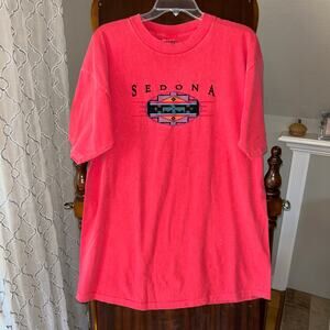 Vtg E.M.I. Sedona Arizona Embroidered shirt
90s Large single stitch southwestern